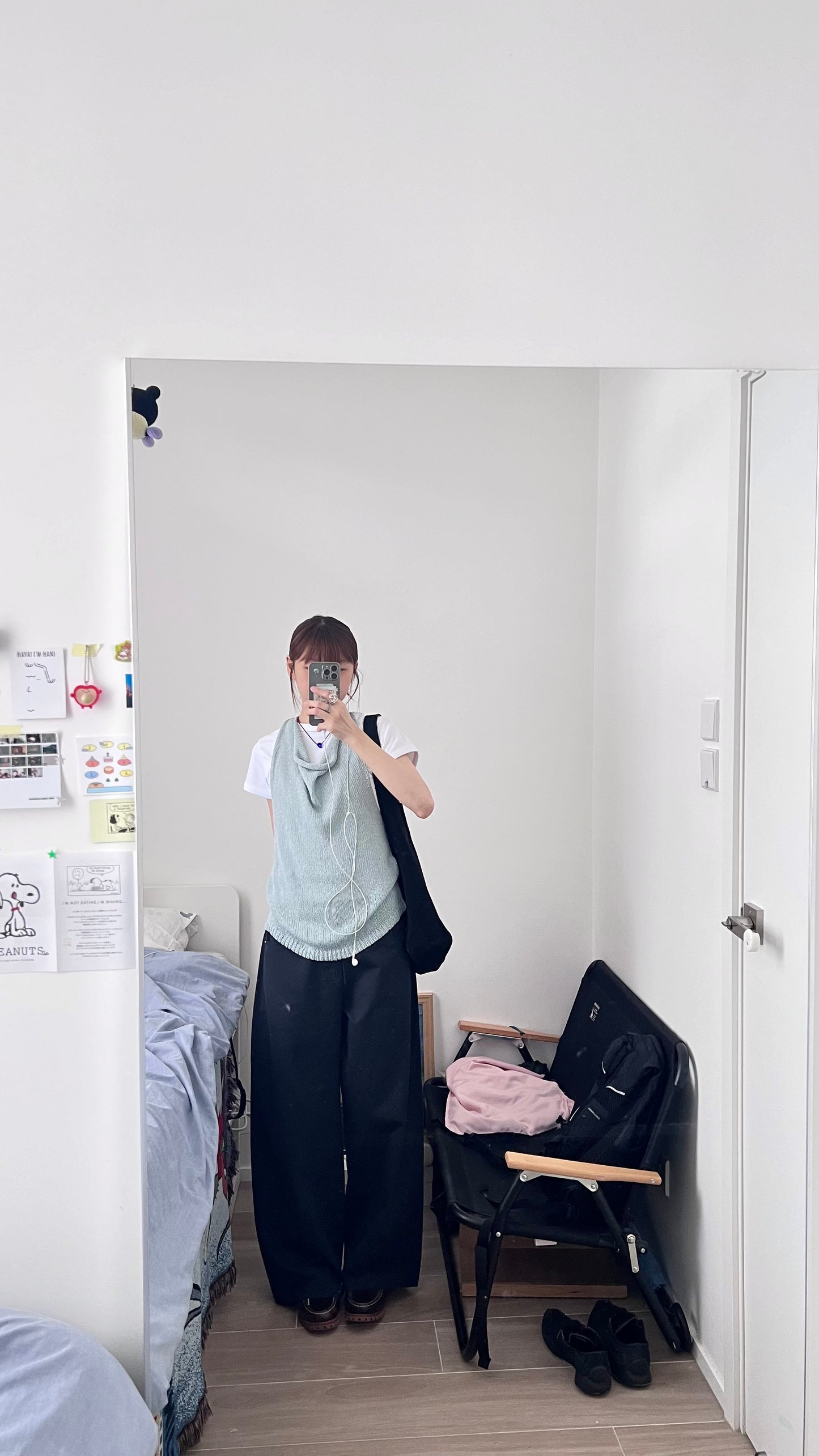 kaze curved seam wide-leg trousers in navy (pre-order)