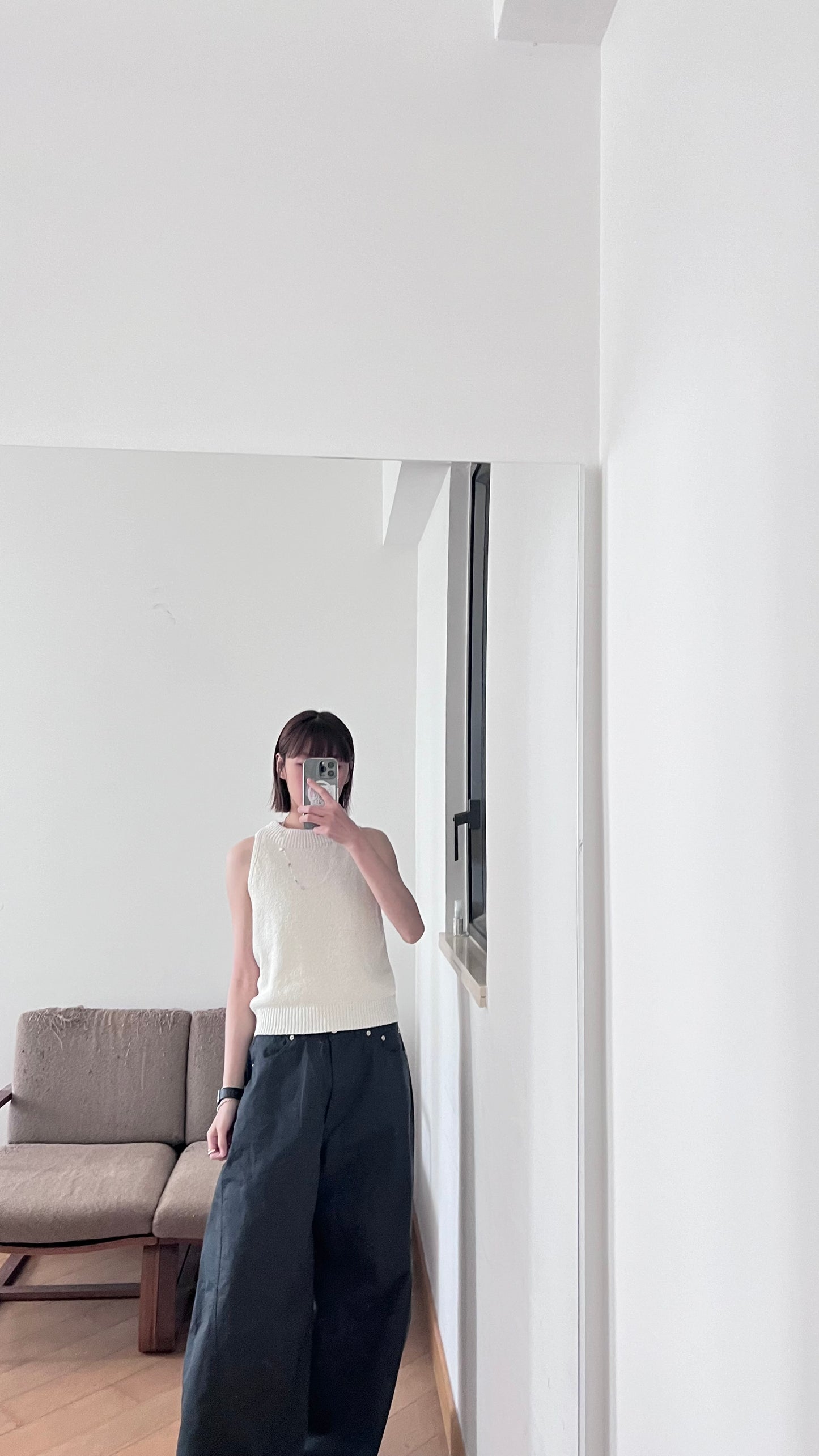 90s racer tank knit top in ivory (pre-order)
