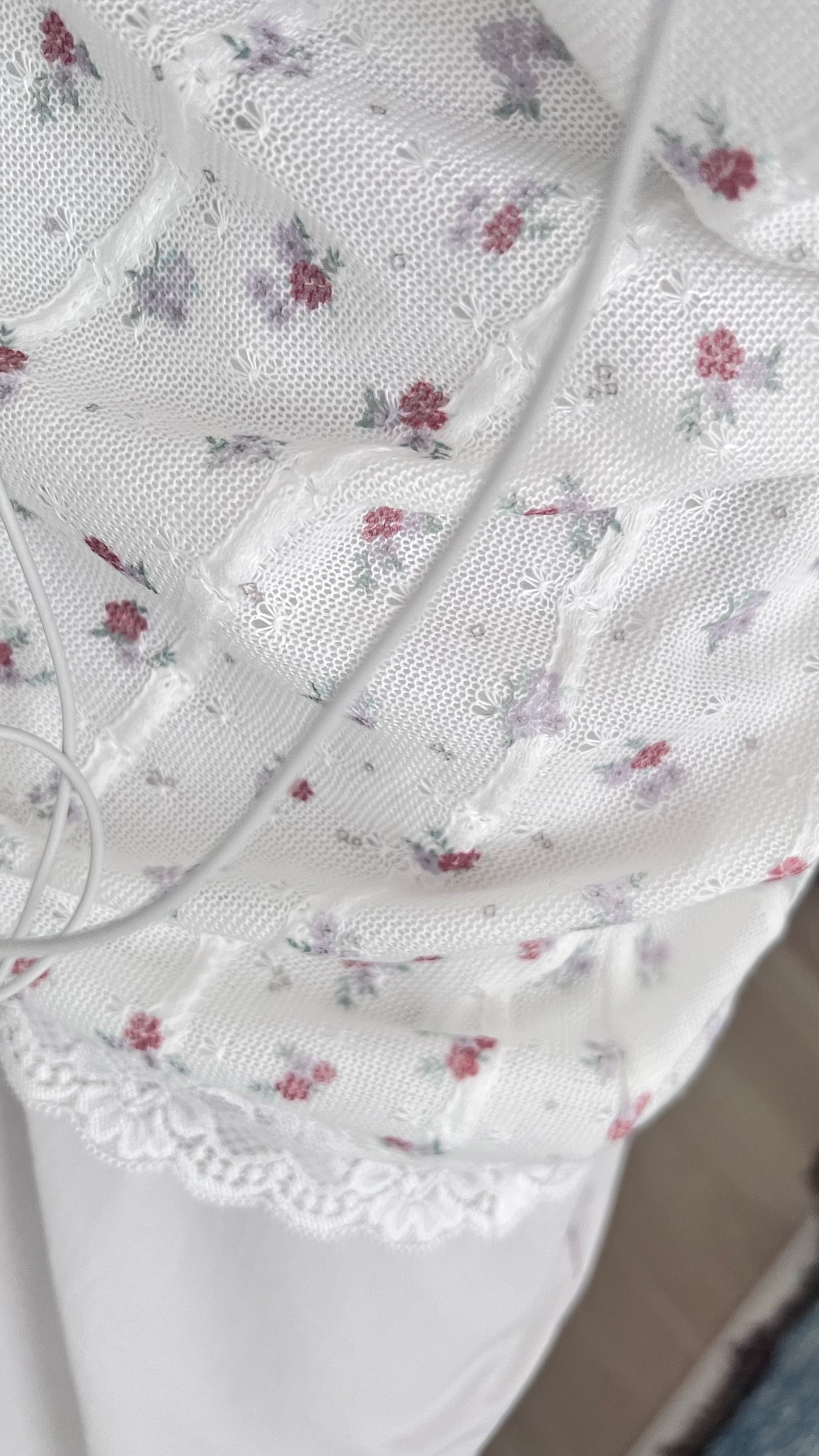 retro french lace floral dress top in white (pre-order)