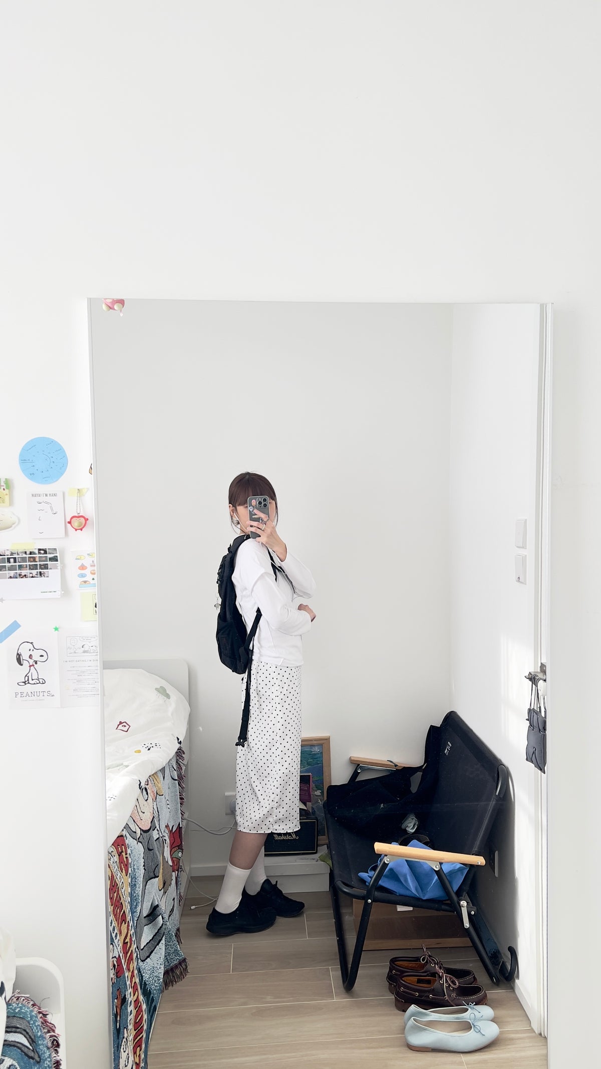 jenny dot midi skirt in white (pre-order)
