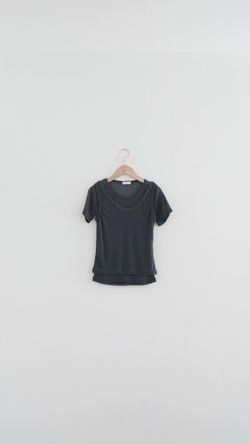 soufflé sheer tee in charcoal (pre-order)