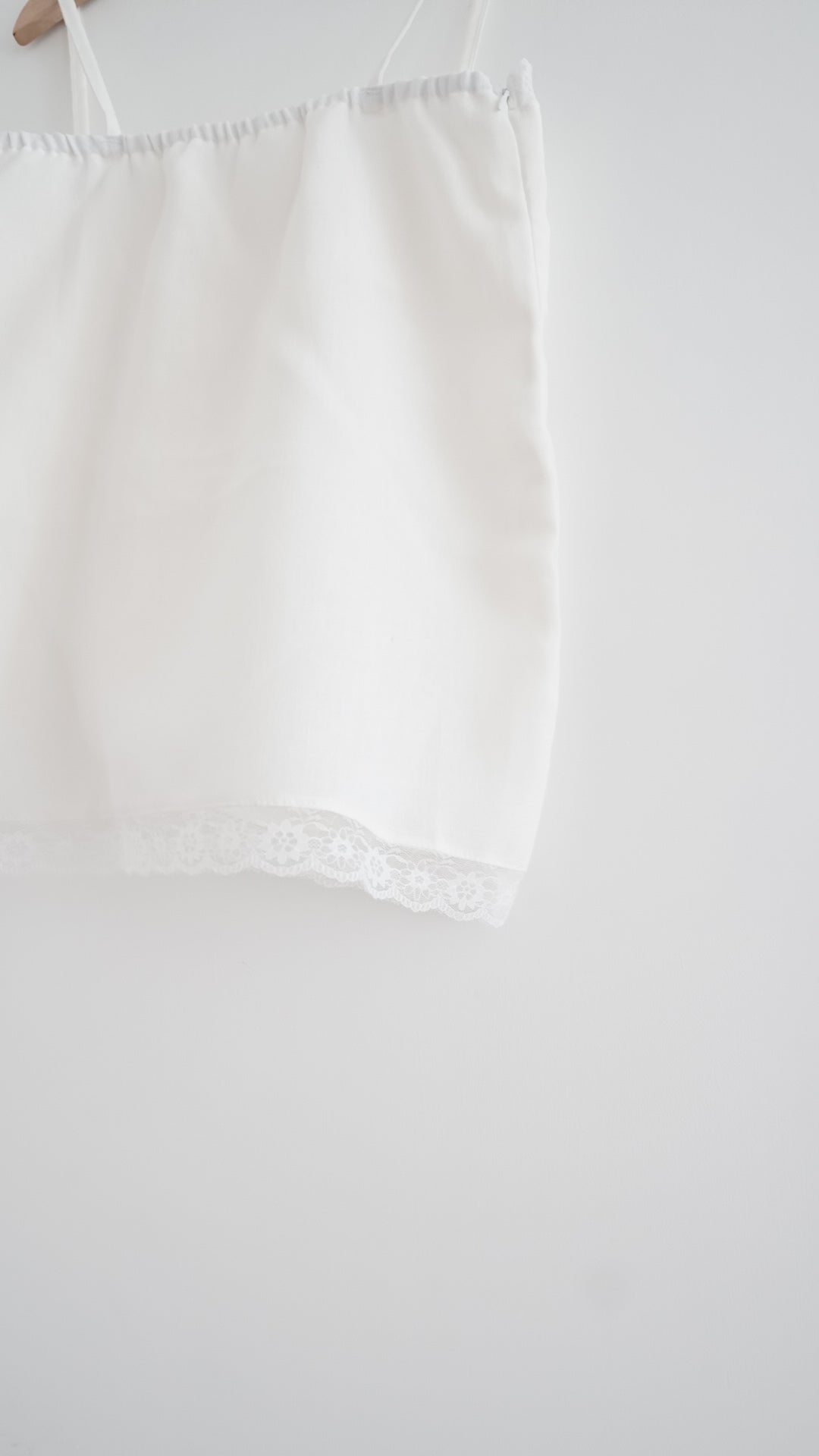 victoria lace trim camisole top in white (pre-order)