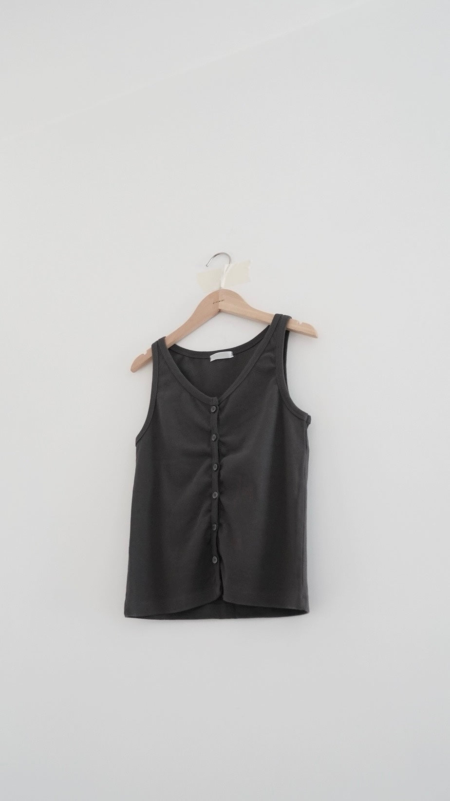 Leon cookies button tank top in charcoal (pre-order)