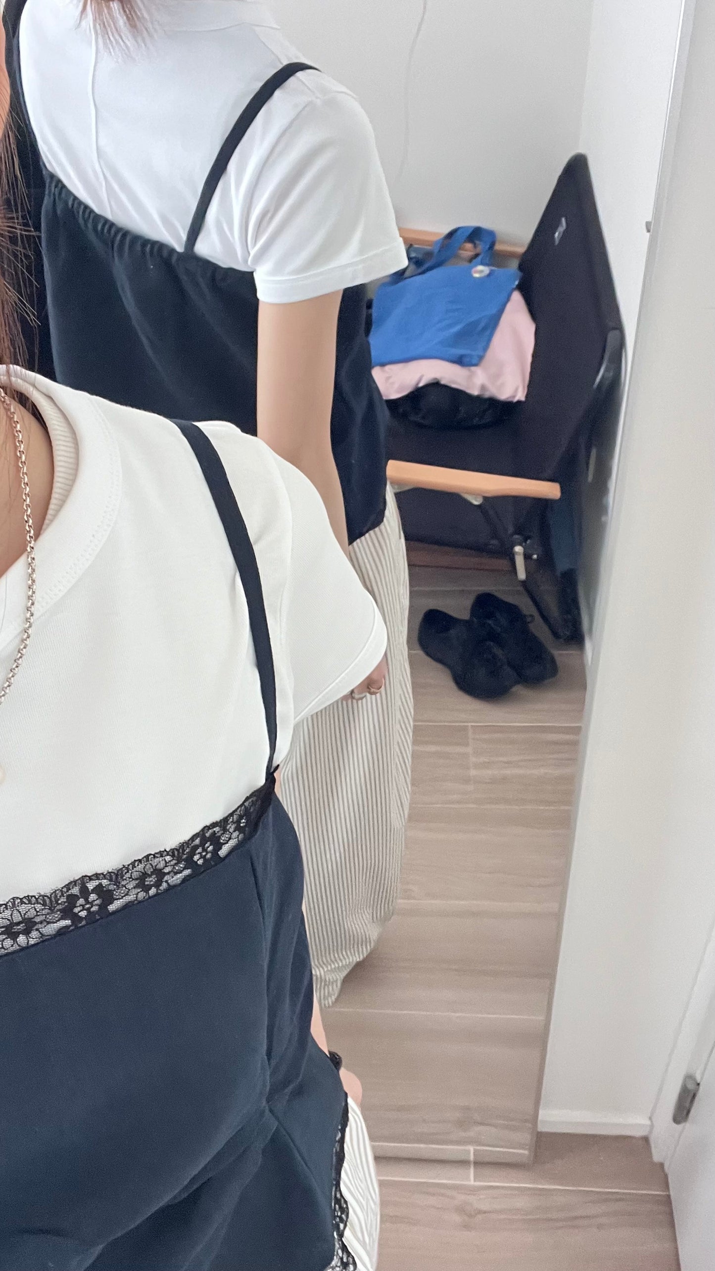 victoria lace trim camisole top in navy (pre-order)