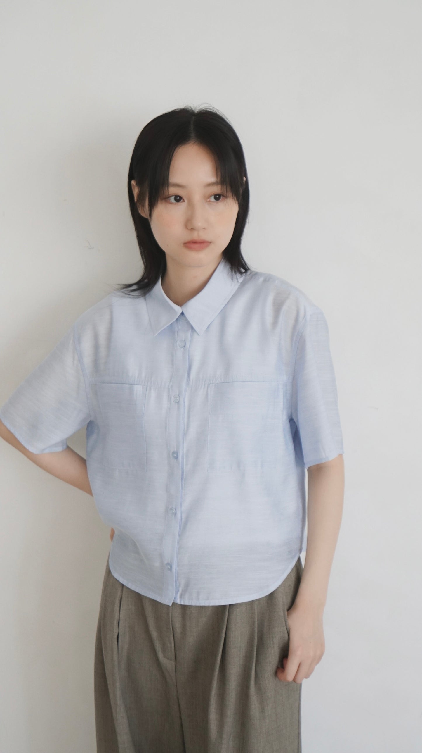 airy rayon shirt in sora (pre-order)