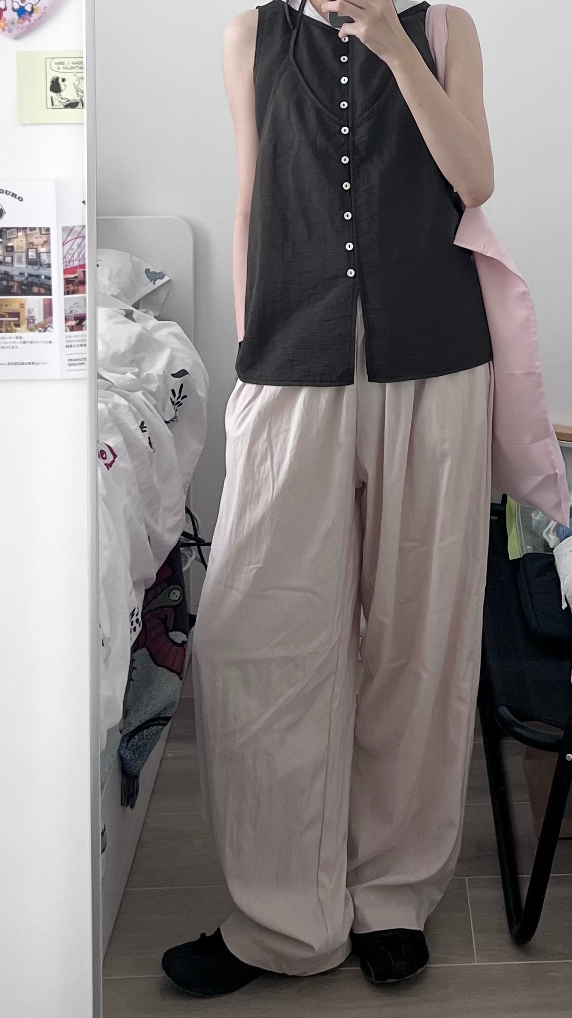 pearl sheer layering top set in charcoal (pre-order)