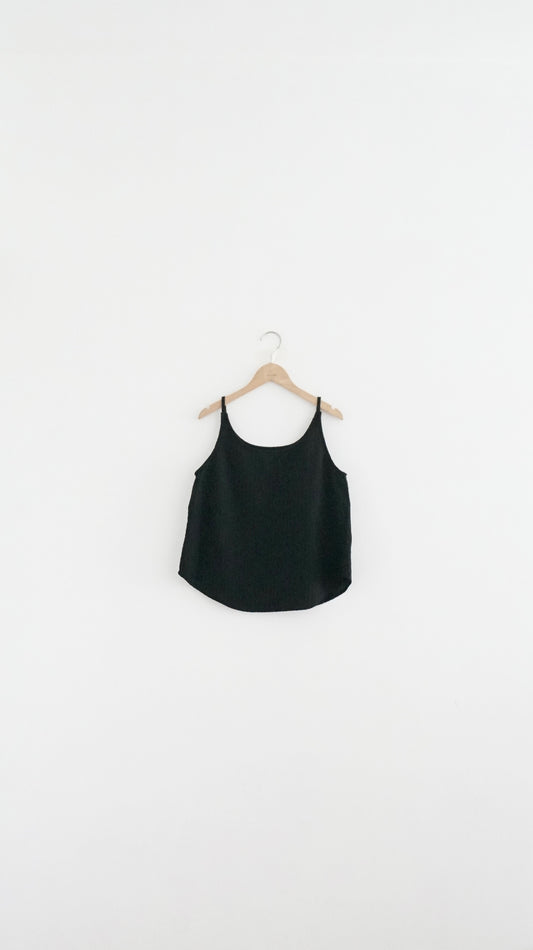 veil stripe overlay top in black (pre-order)