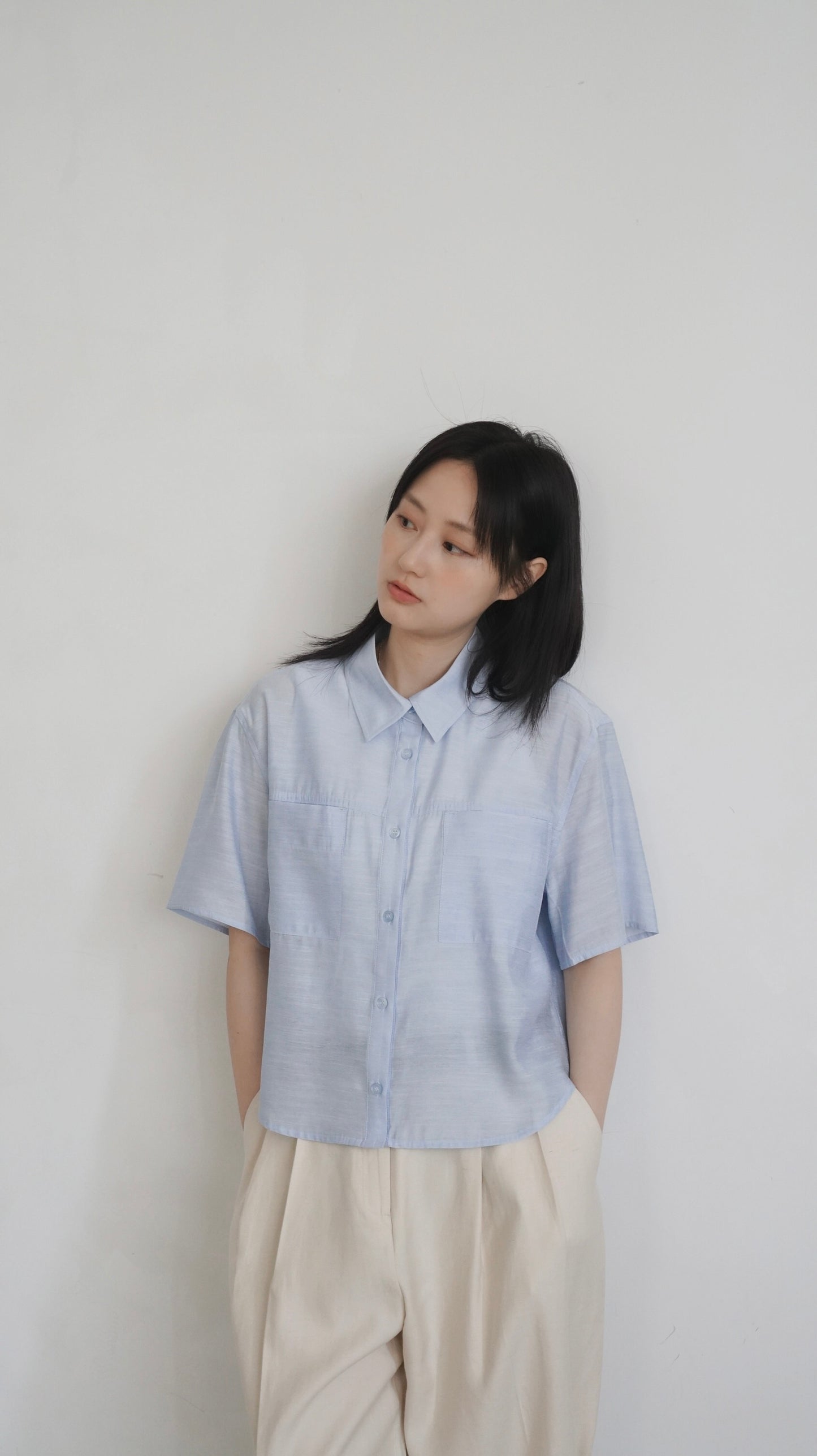 airy rayon shirt in sora (pre-order)