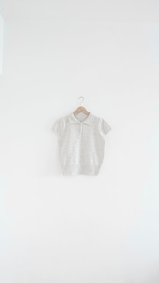 cindy classic polo knit shirt in grey (pre-order)