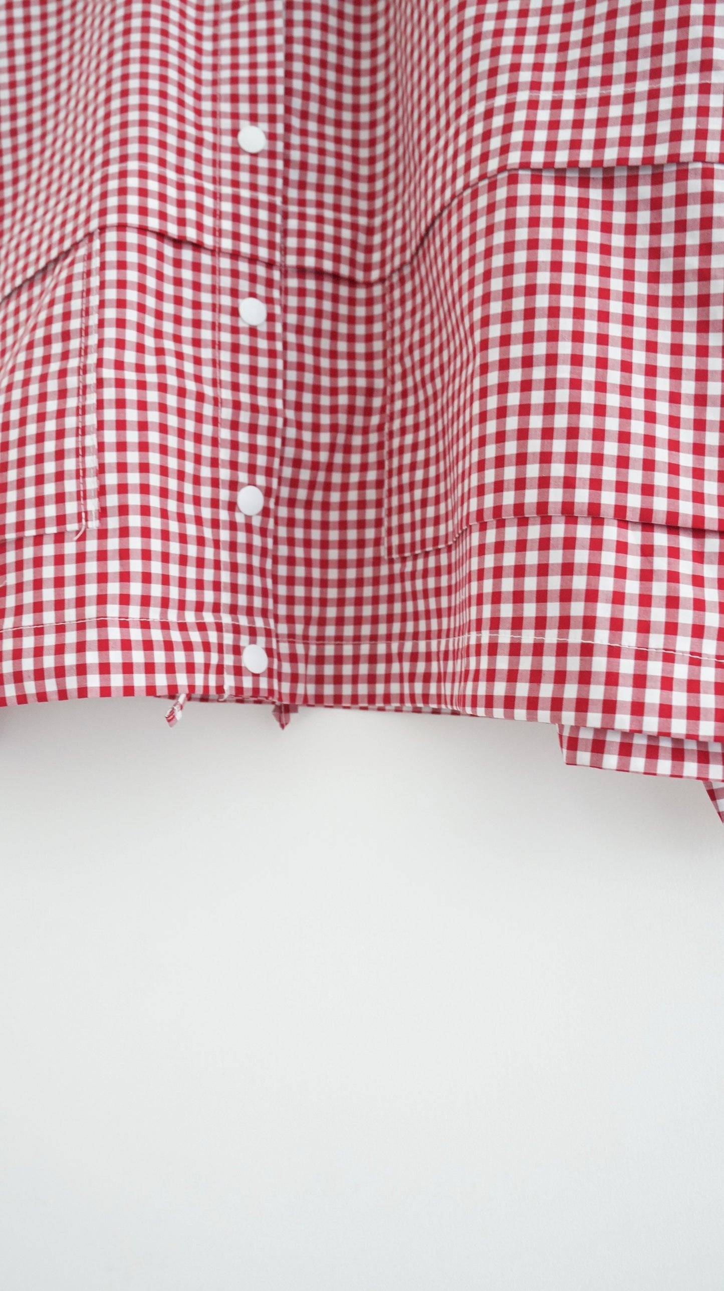 checked shirt jacket in cherry red