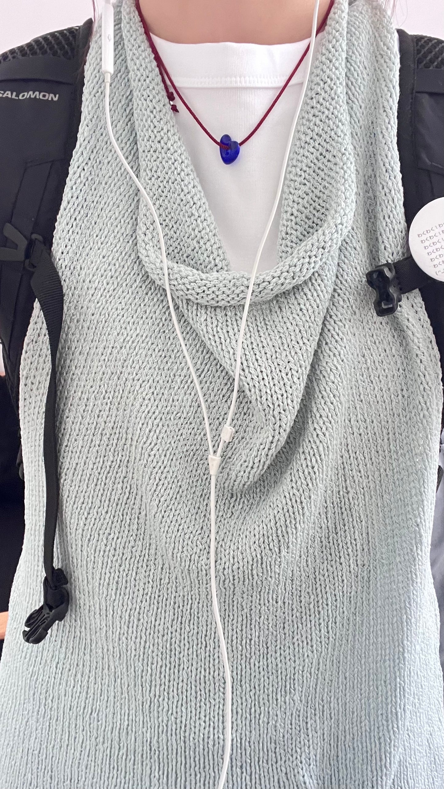 evelyn linen cotton deep v-neck knit vest in sora (pre-order)
