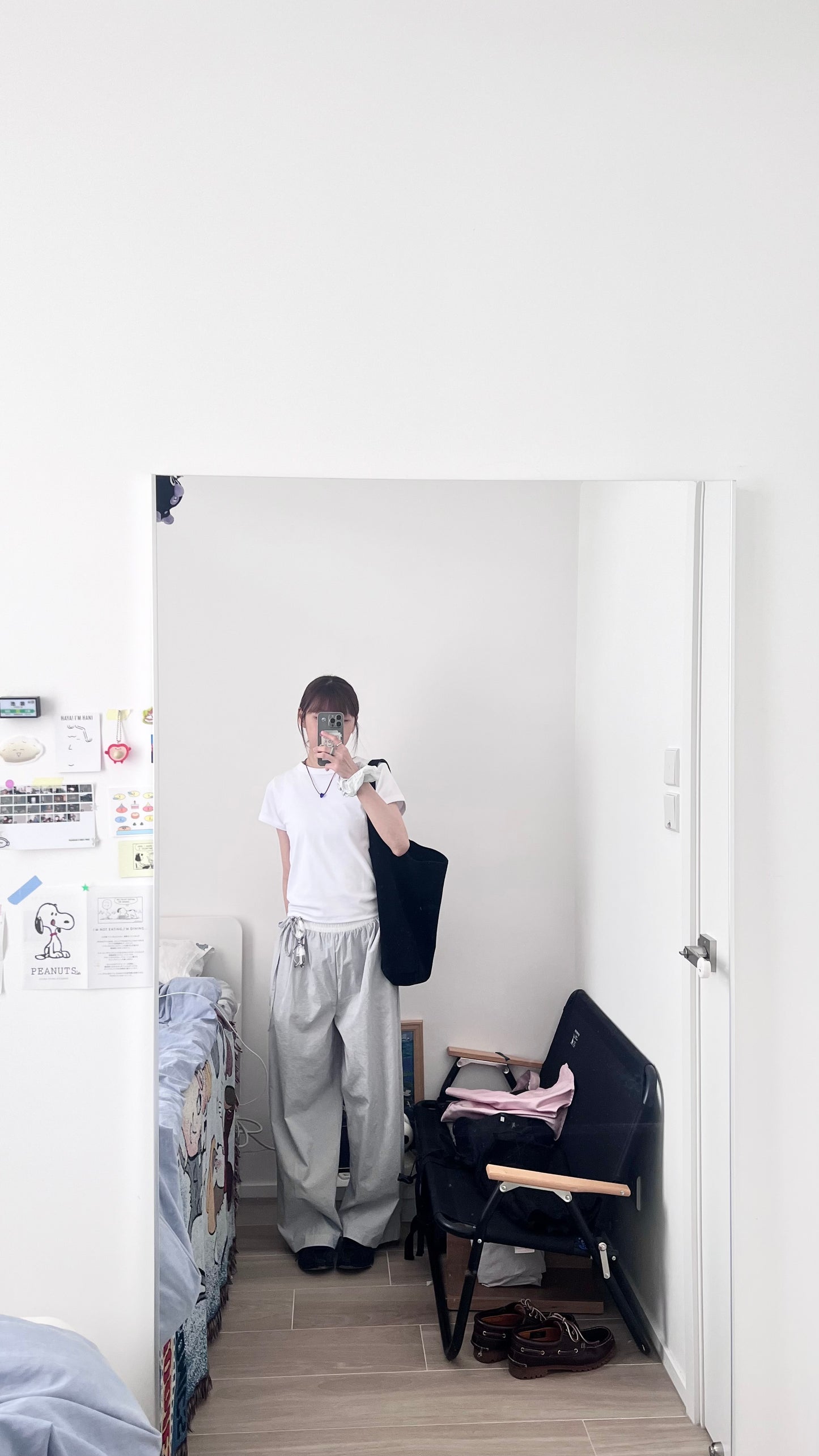 aoi drawstring striped wide-leg trousers in ice grey (pre-order)