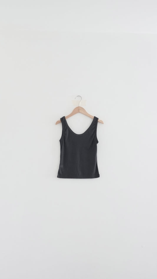 soufflé sheer layered tank top in charcoal (pre-order)