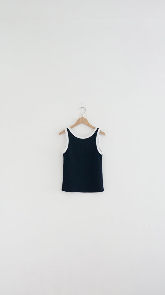 waffle vest top in navy
