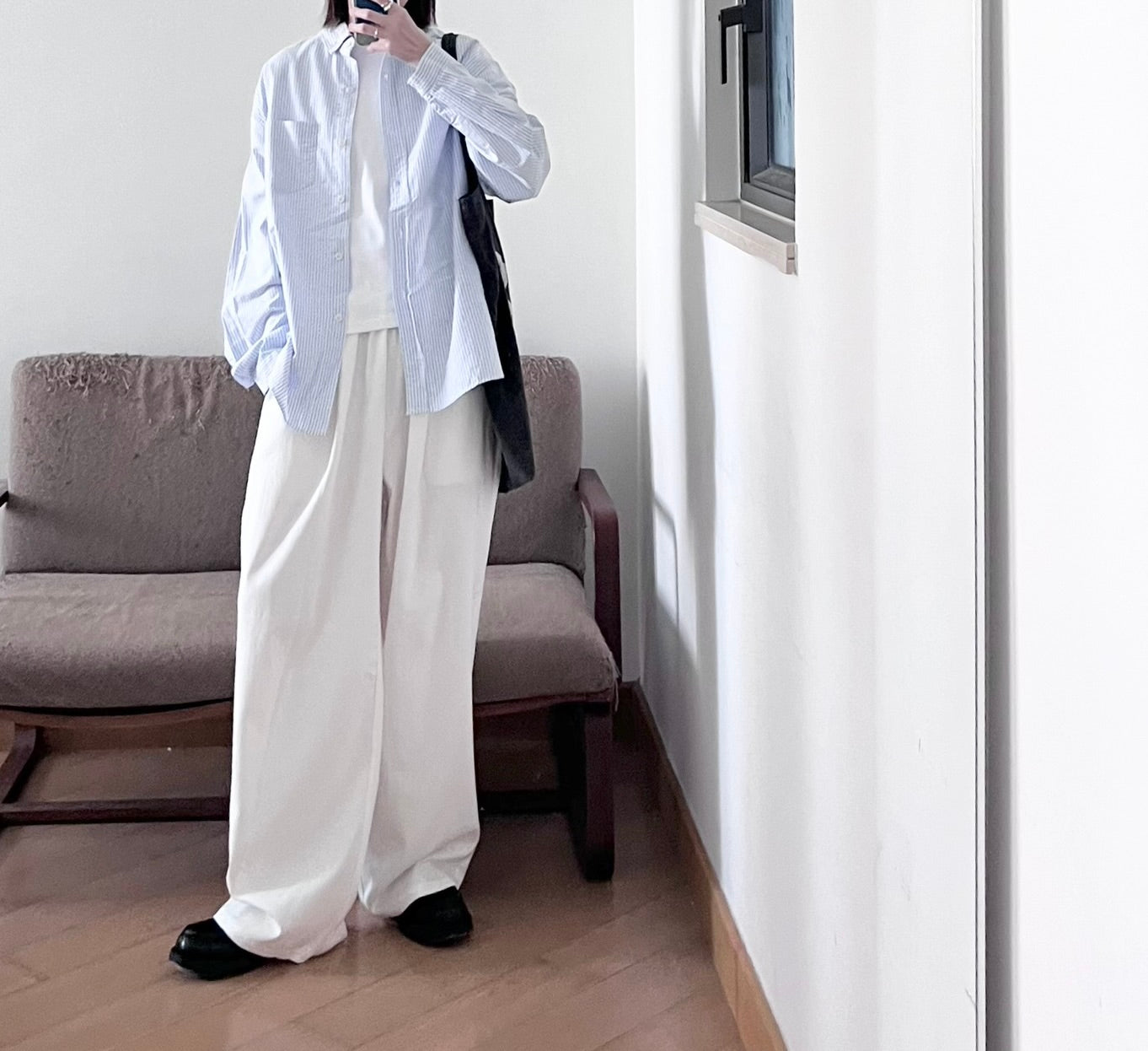 baby cotton striped shirt in baby blue