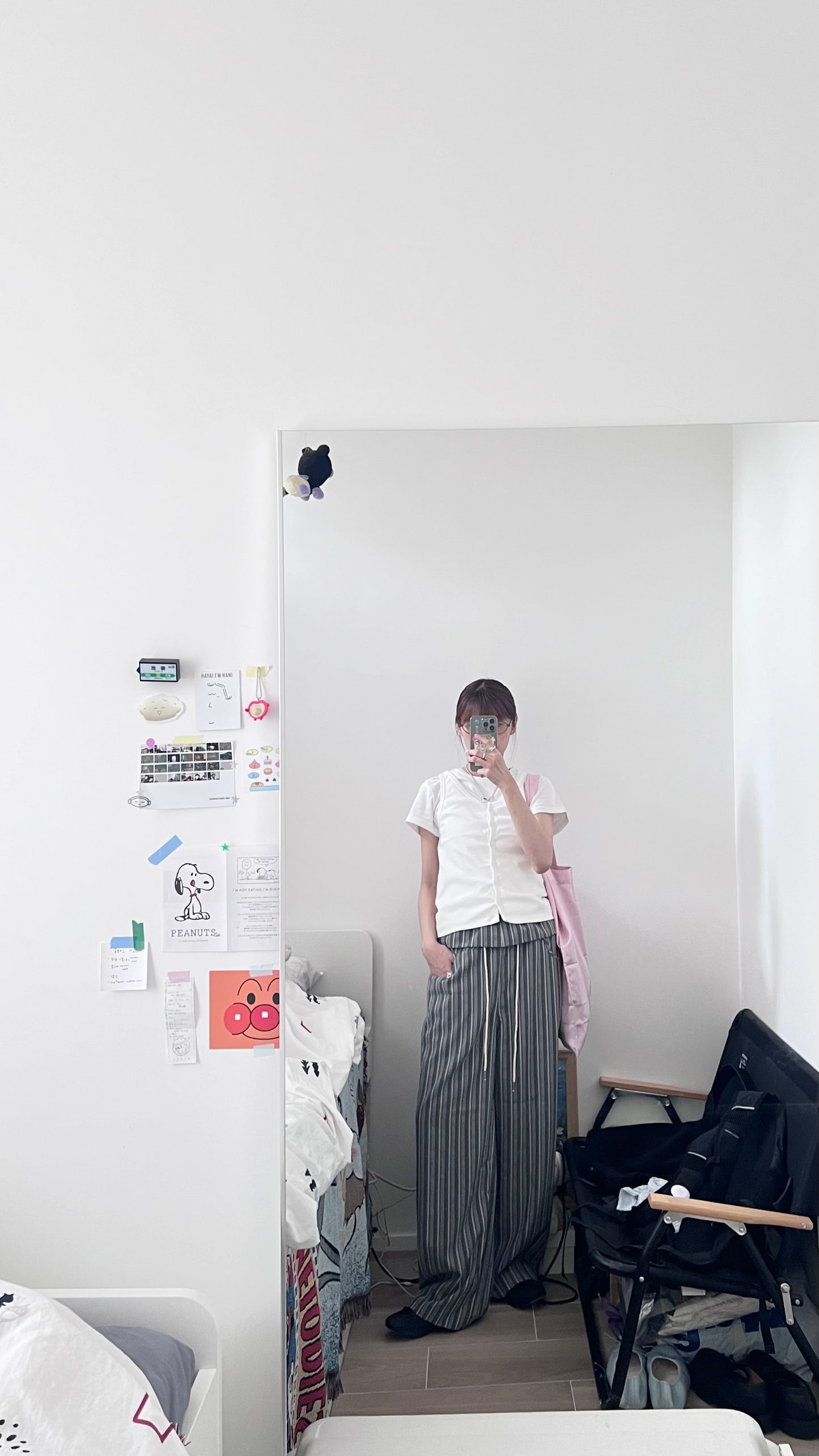 elan retro low waist striped pants in grey (pre-order)