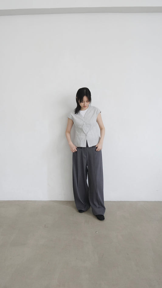 suit pocket straight-leg pants in dark grey (pre-order)