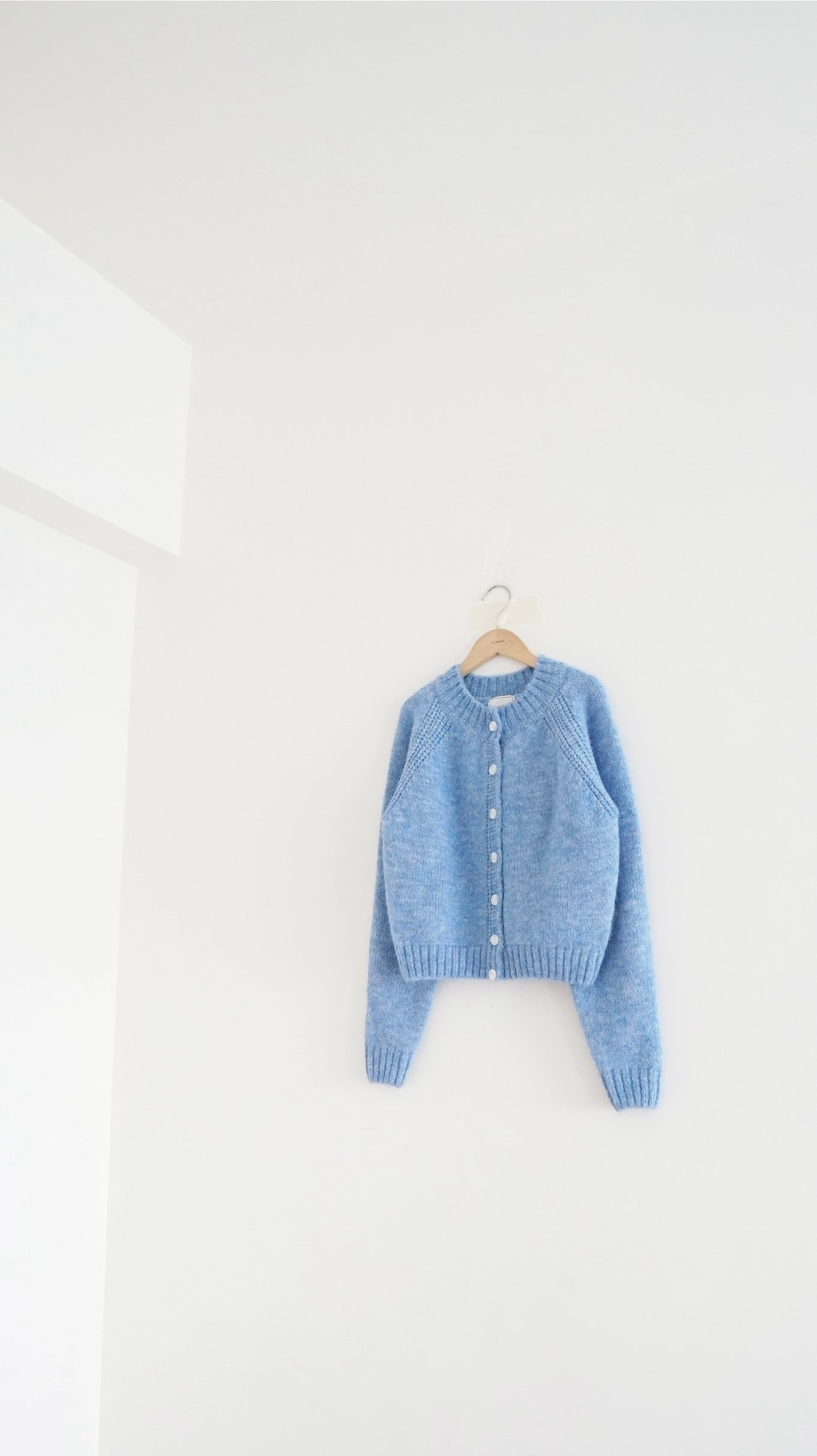 the freya horn sleeve cardigan in light glaucous blue（pre-order)