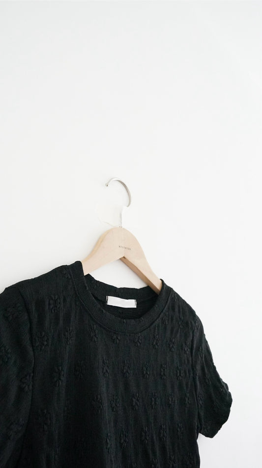 lattice bloom sheer tee in black (pre-order)