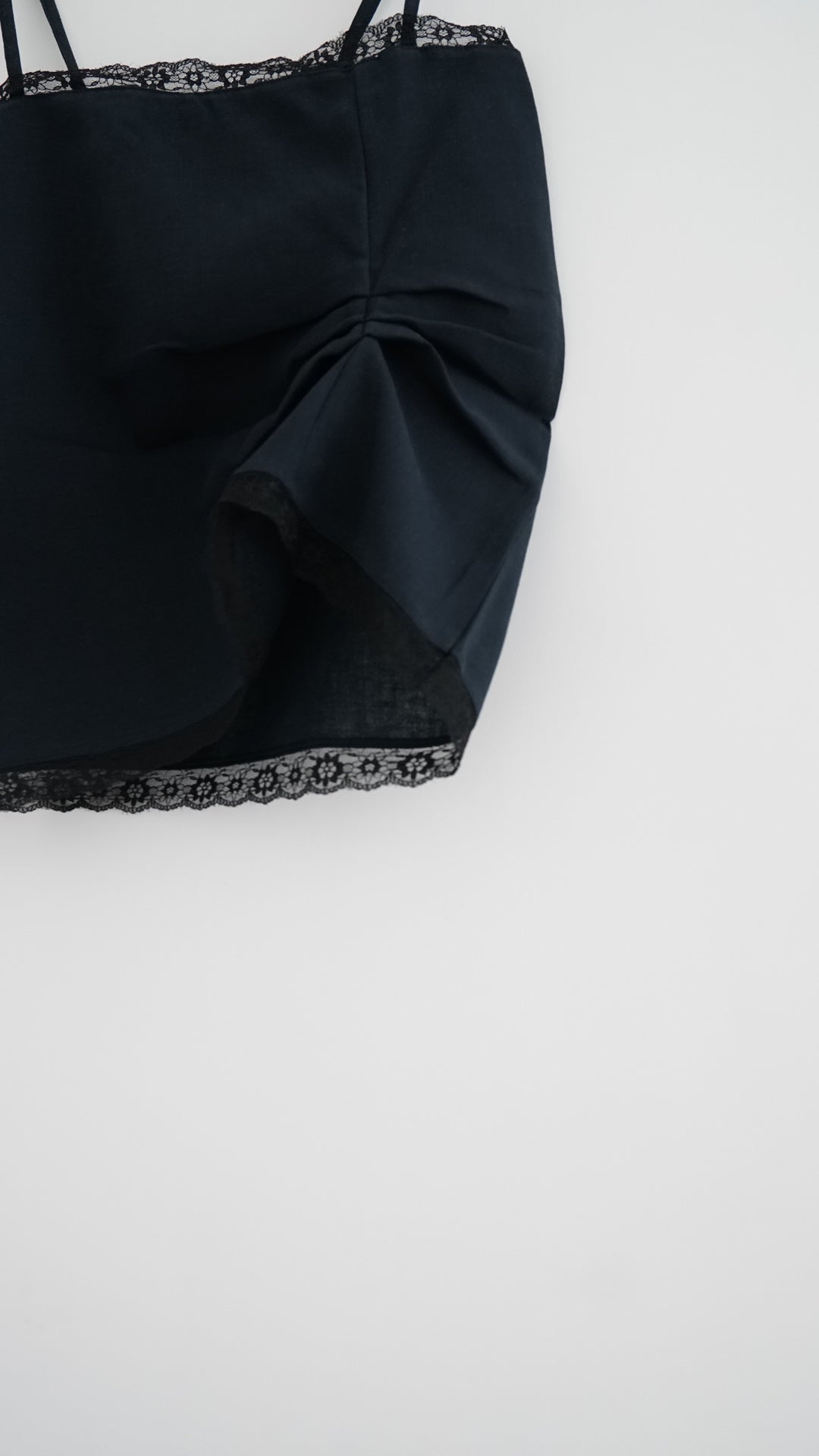 victoria lace trim camisole top in navy (pre-order)