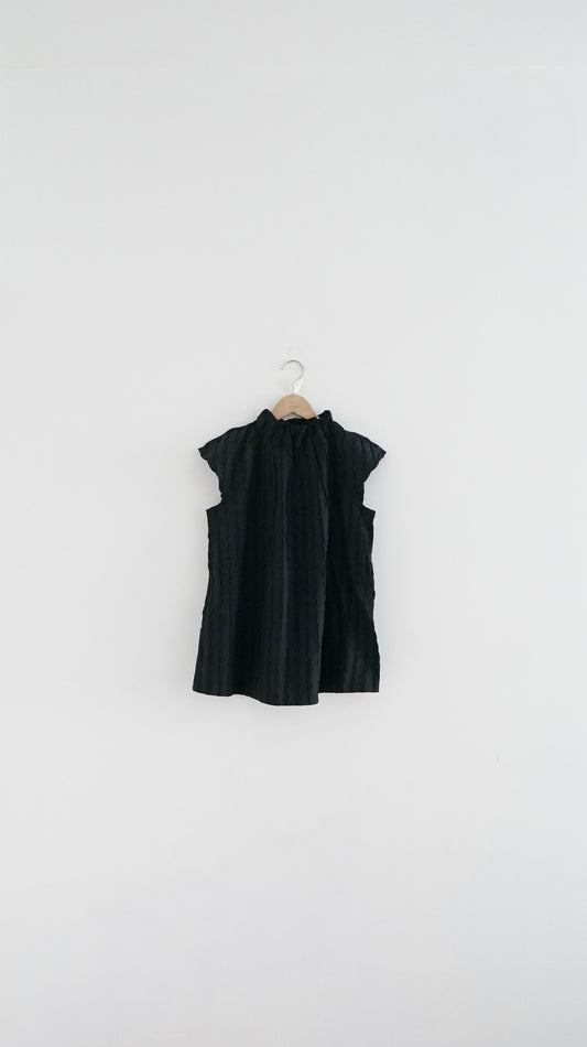 striped turtle-neck top in black