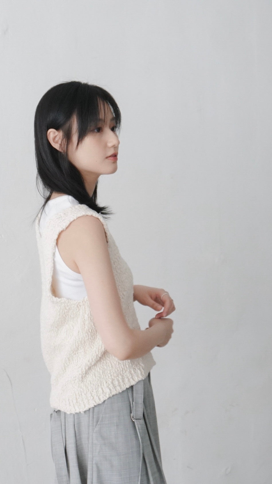 meeh knit vest in ivory (pre-order)