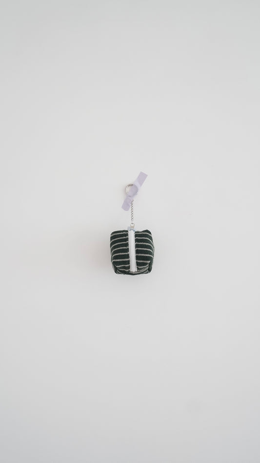 little cube pouch in striped green (pre-order)