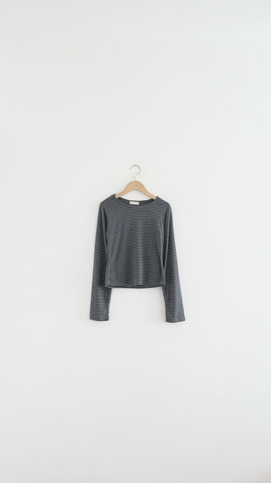 striped soft fit tee in grey (pre-order)