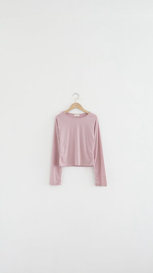 striped soft fit tee in pink lavender