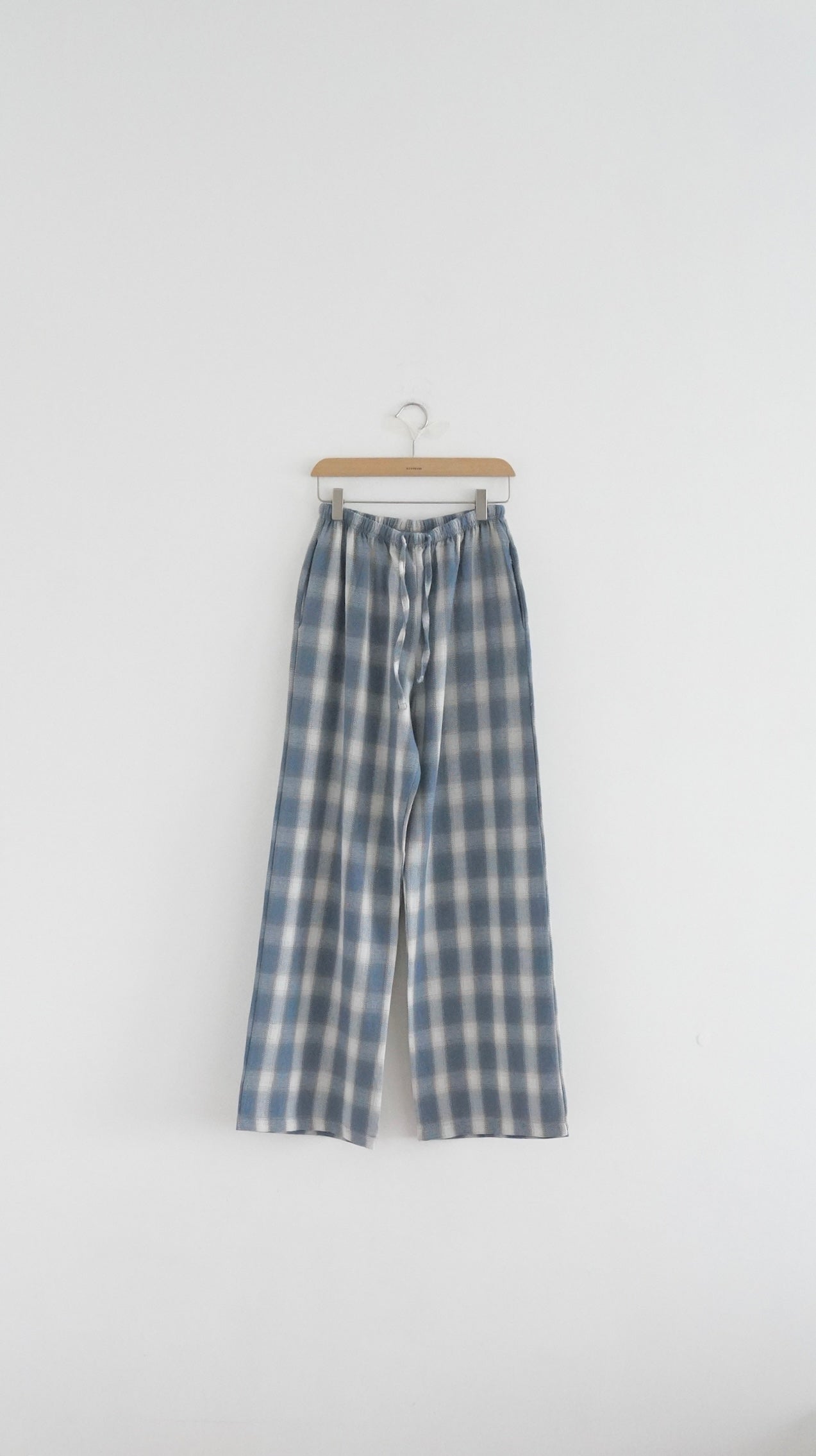 plaid lounge trousers in navy (pre-order)