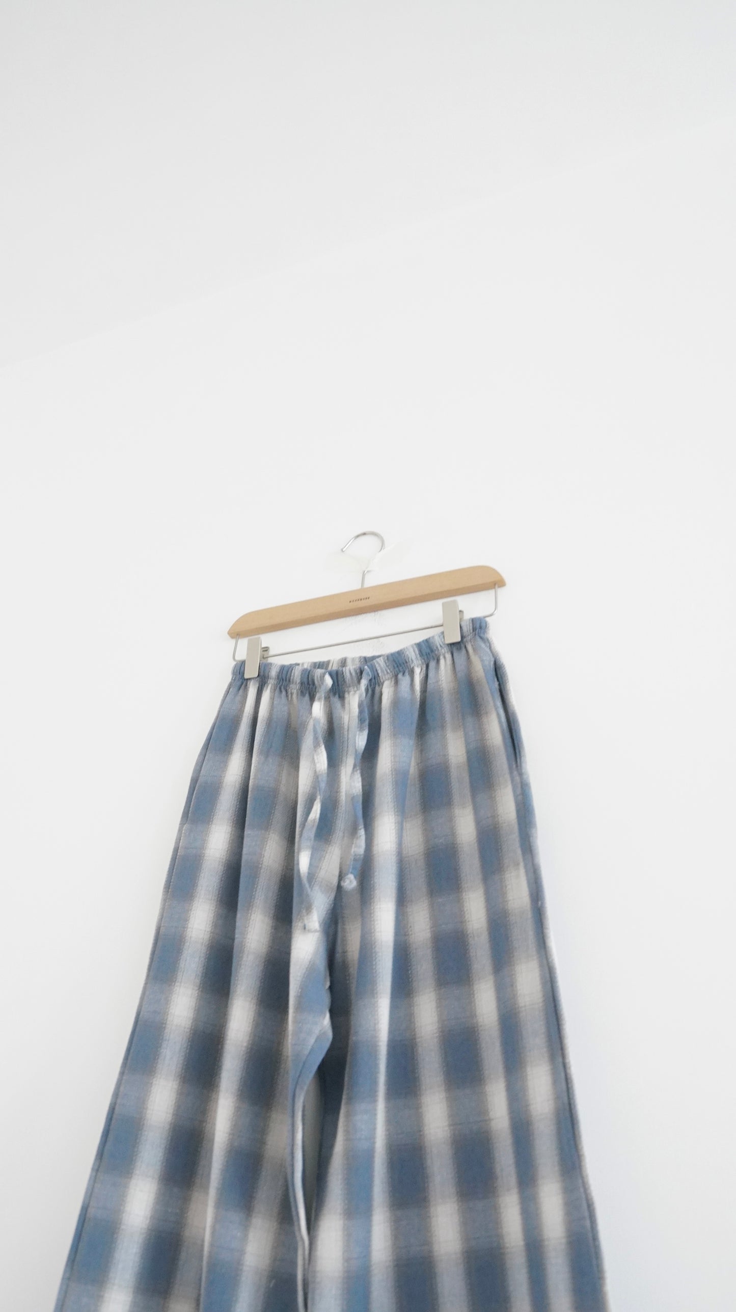plaid lounge trousers in navy (pre-order)