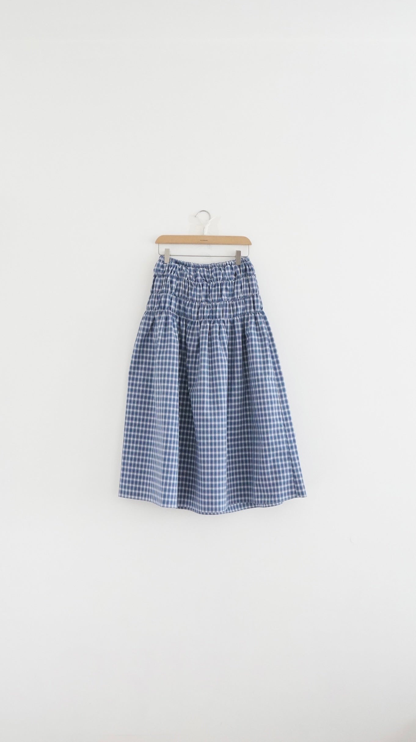 gathered check skirt in blue (pre-order)