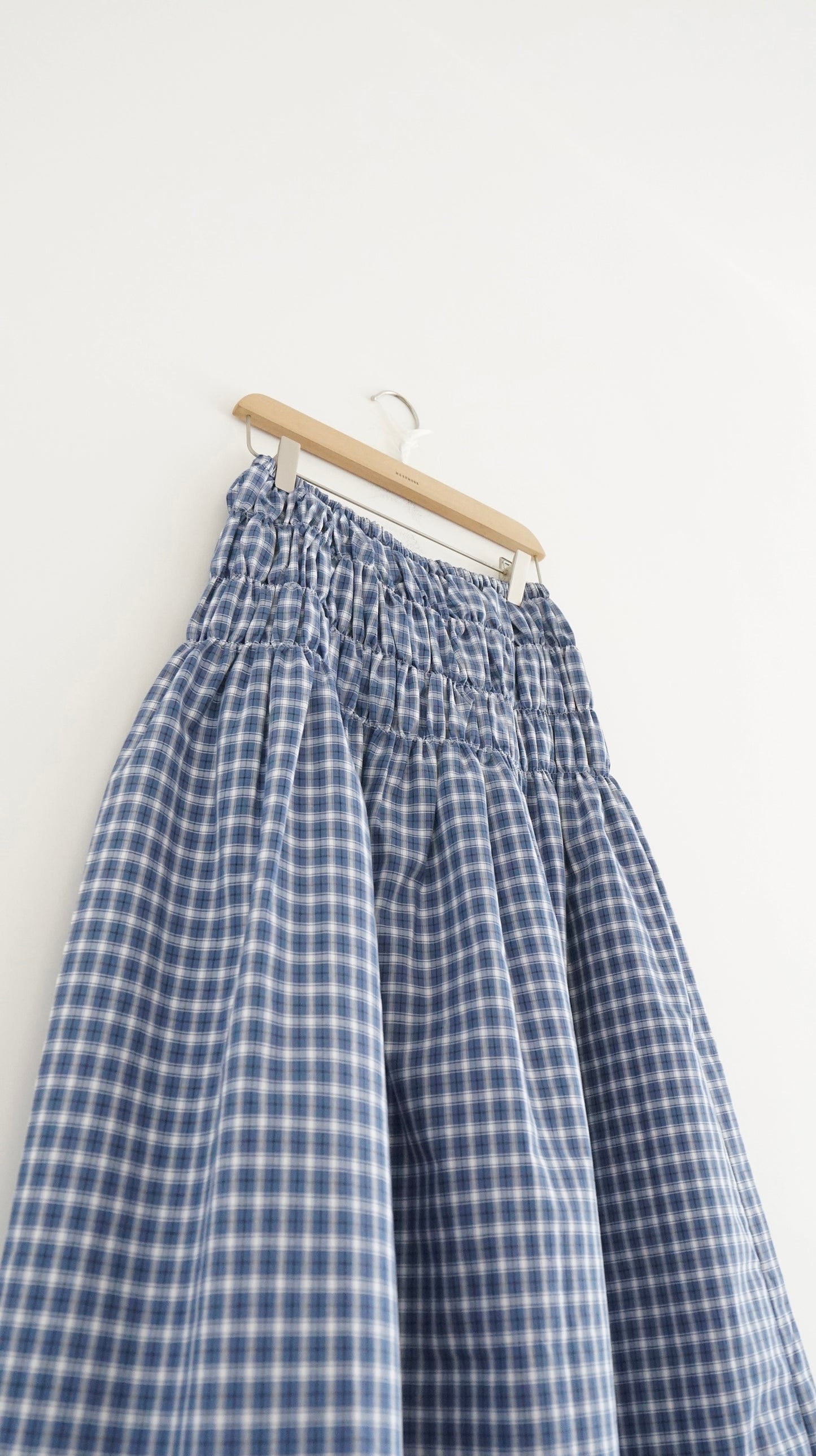 gathered check skirt in blue (pre-order)