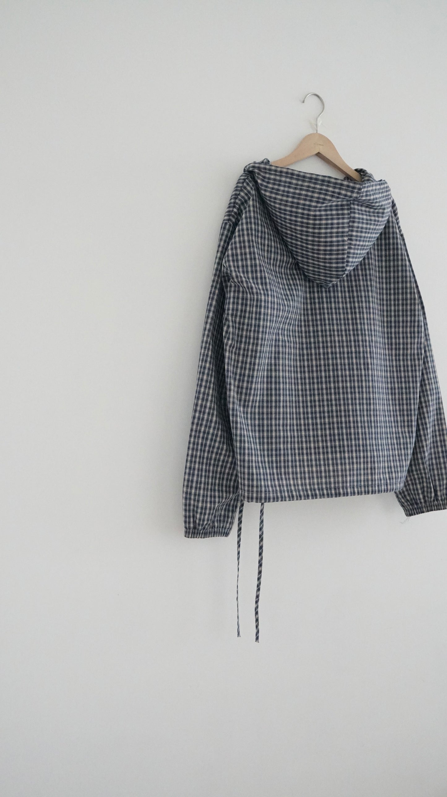 checked hoodies shirt in navy (pre-order)