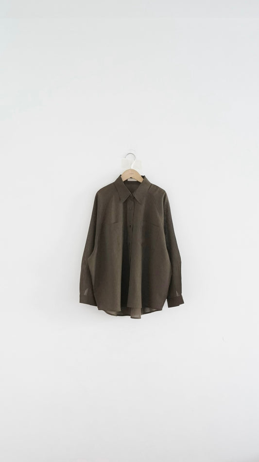 drape shirt jacket in brown (pre-order)