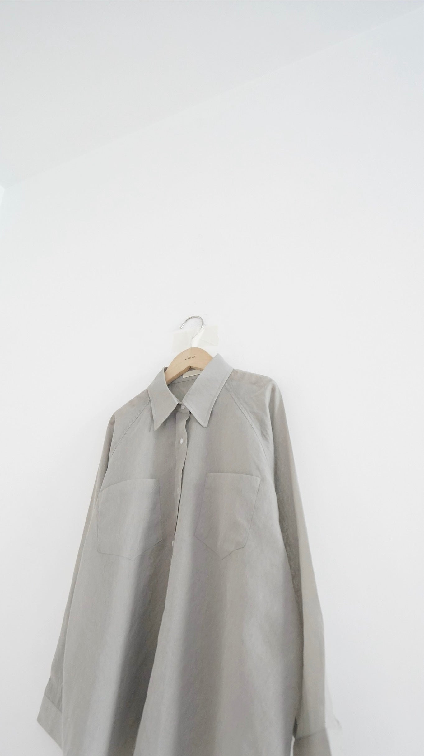 drape shirt jacket in taupe grey (pre-order)