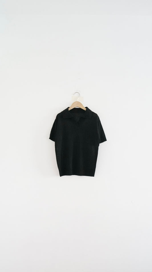 sheer v-neck shirt in black (pre-order)