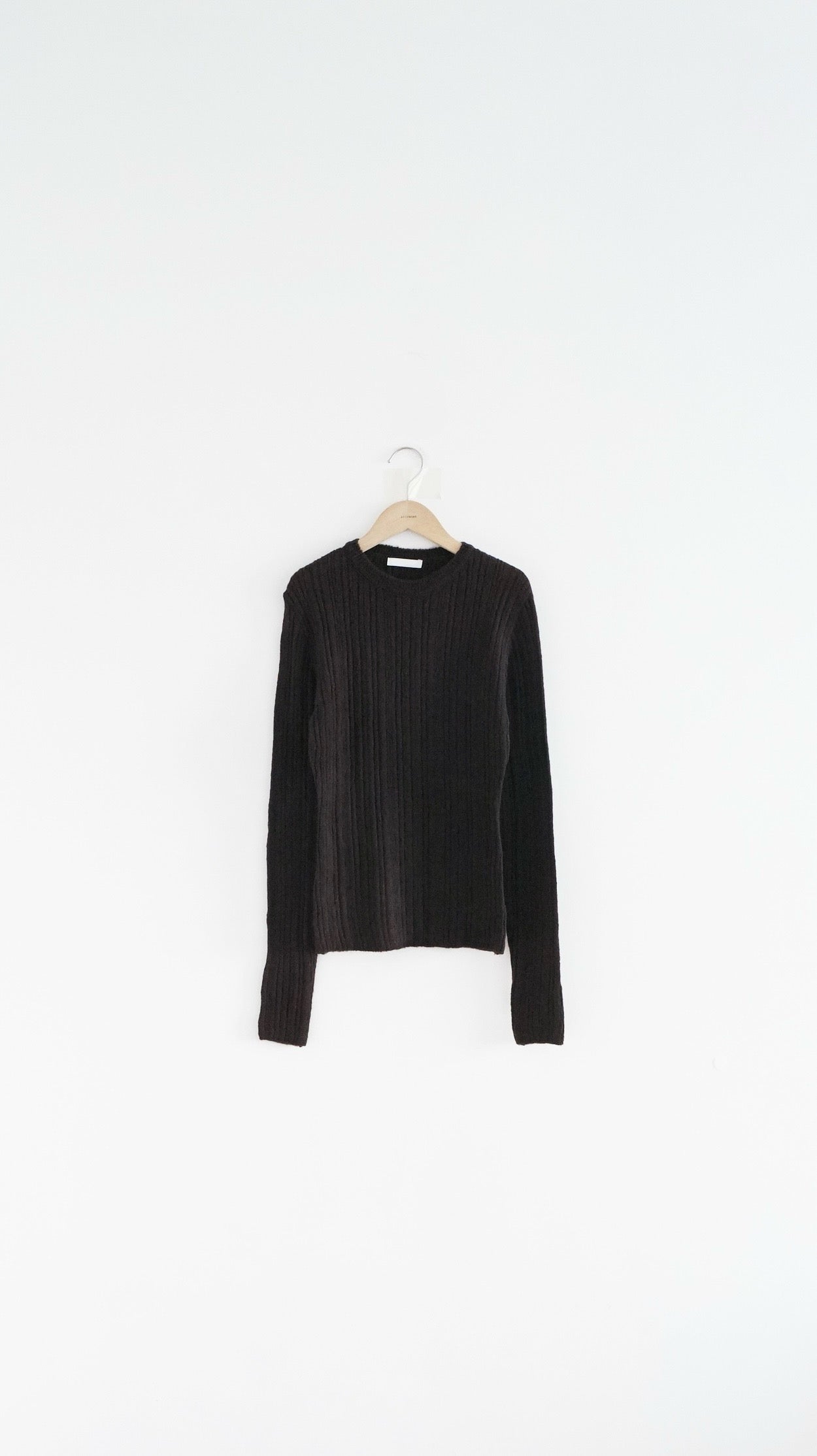 sheer fitted knit top in brown