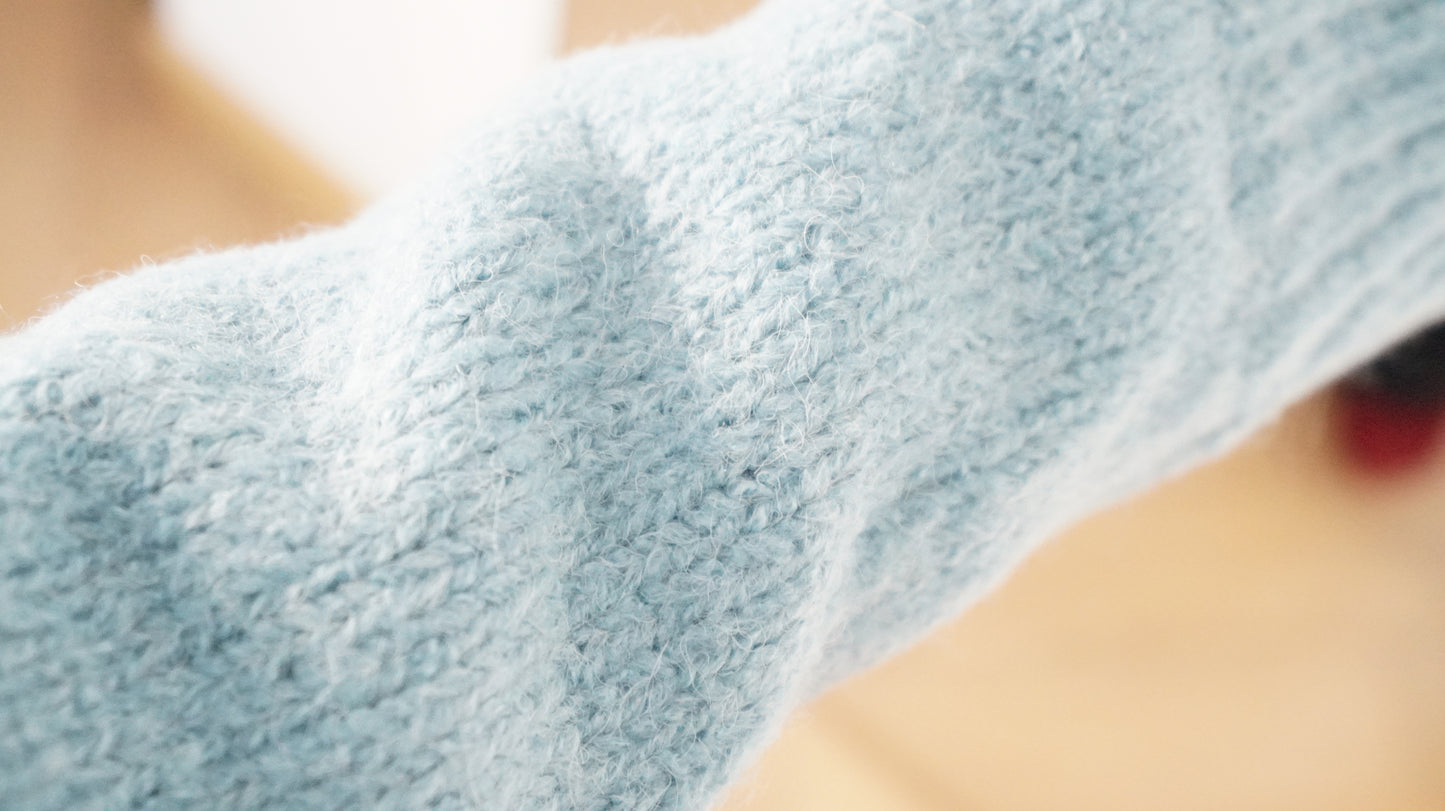 knitted shirt jacket in lake blue ( pre-order )