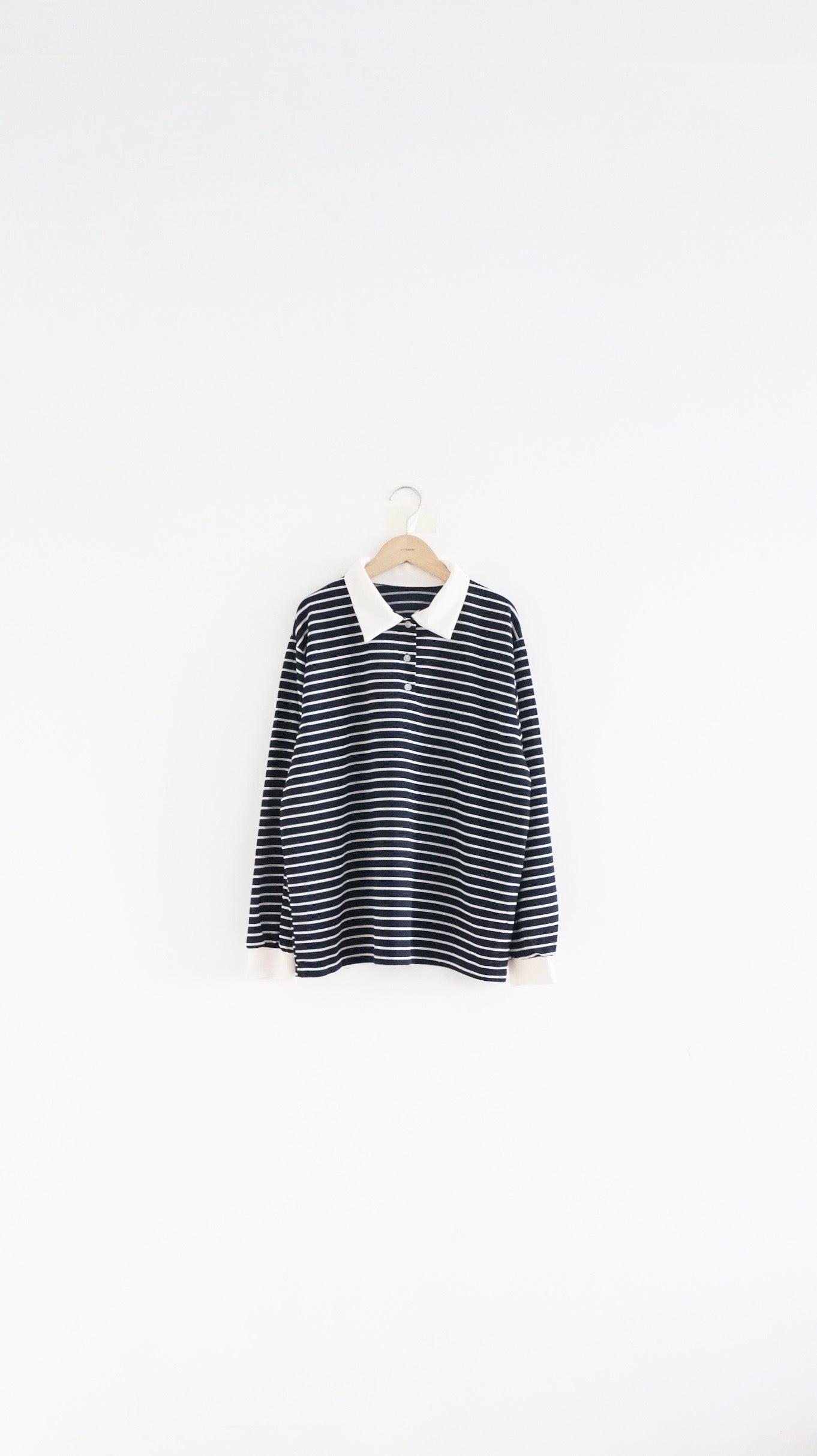 casual stripe polo tee in navy (pre-order)