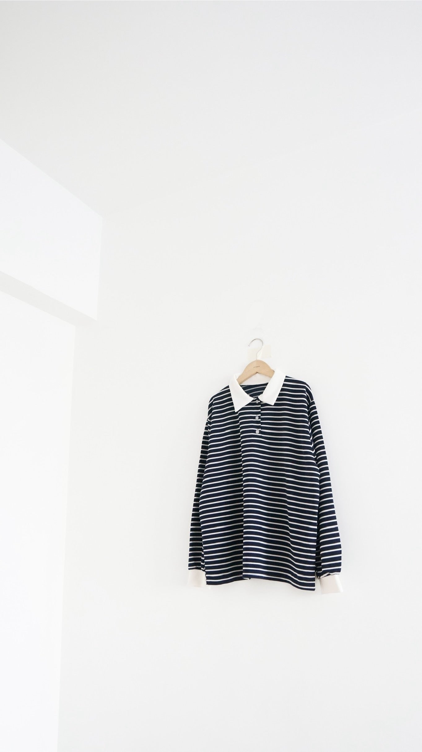 casual stripe polo tee in navy (pre-order)
