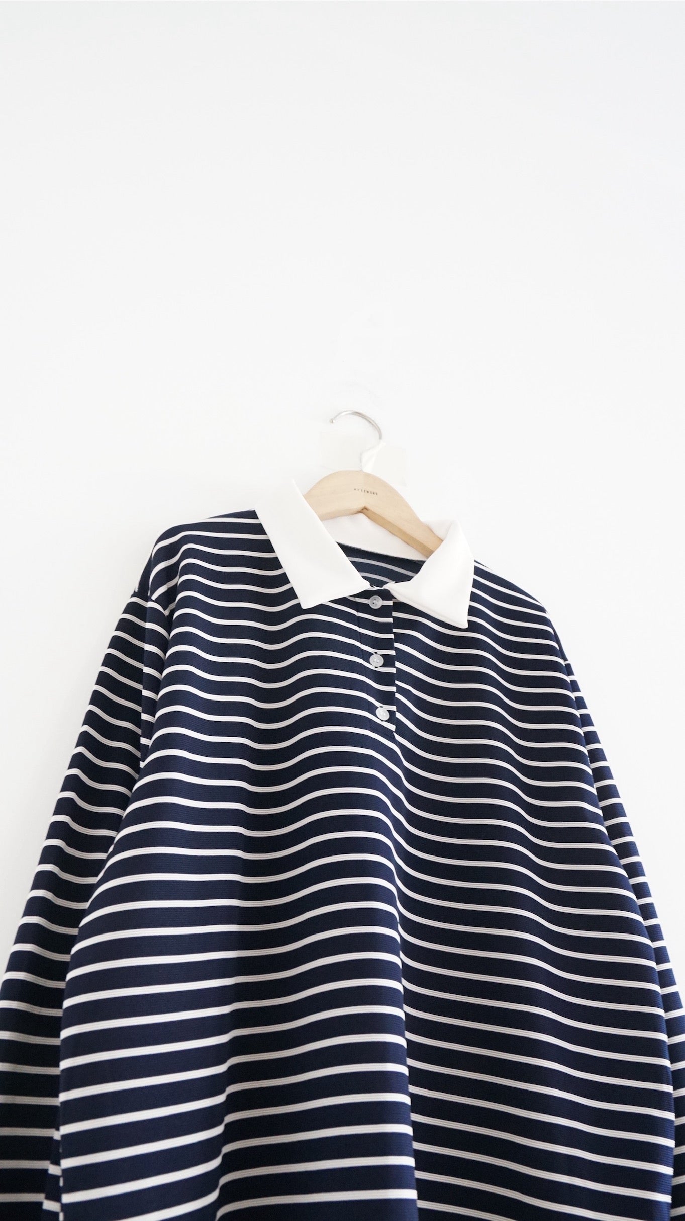 casual stripe polo tee in navy (pre-order)