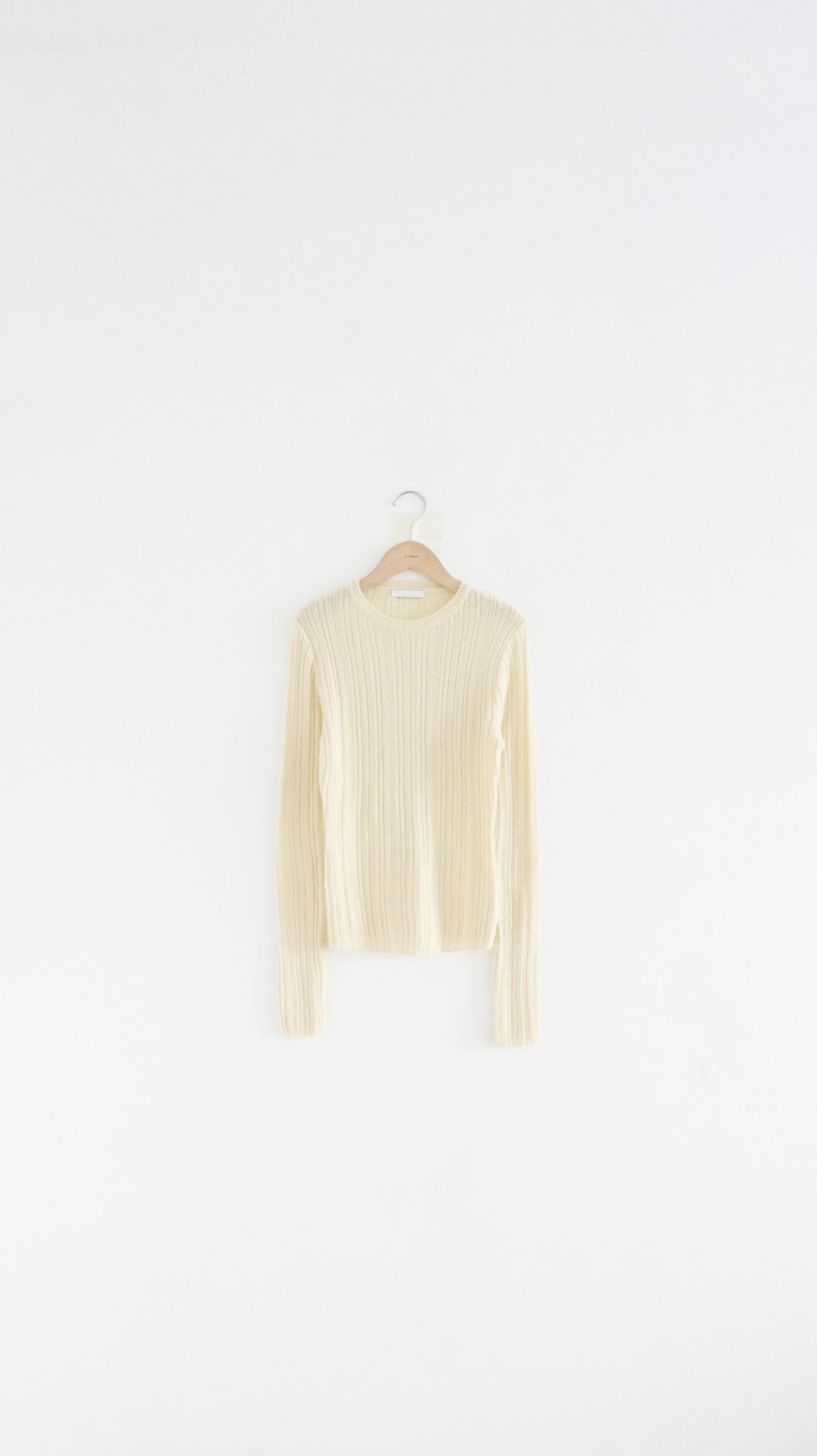sheer fitted knit top in pale lemon yellow (pre-order)