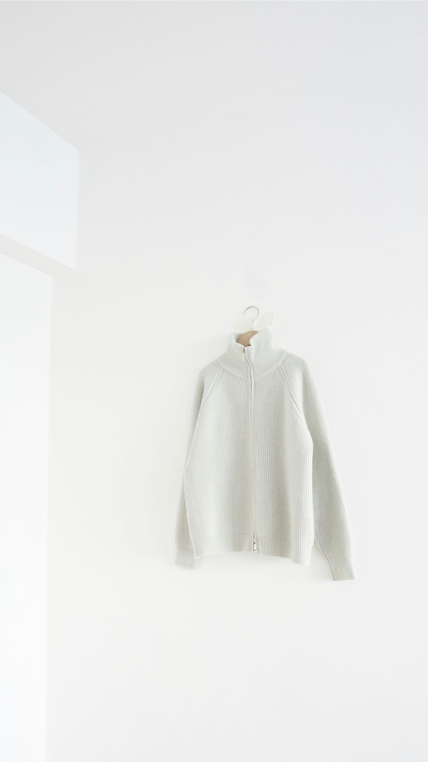 runa ribbed high neck knit jacket in glaucous green (pre-order)