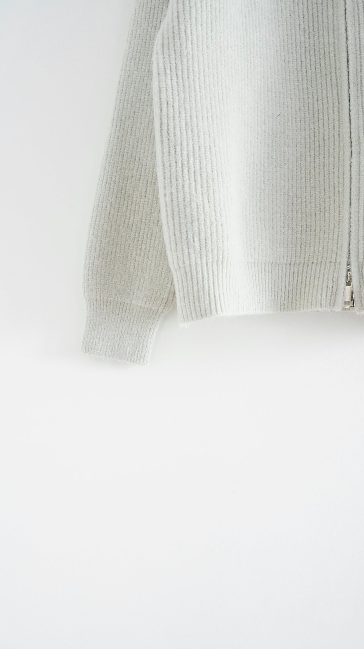runa ribbed high neck knit jacket in glaucous green (pre-order)
