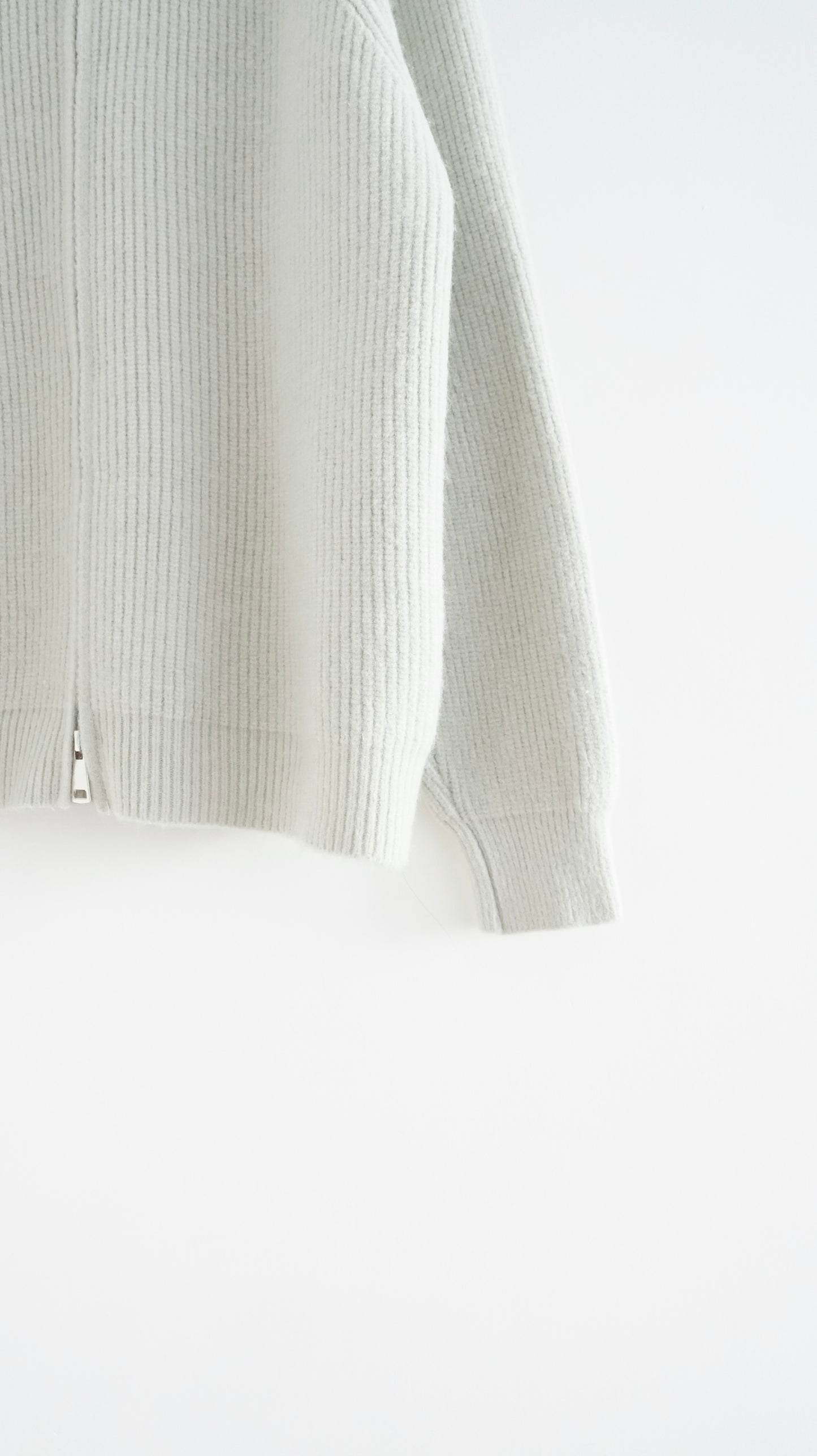 runa ribbed high neck knit jacket in glaucous green (pre-order)