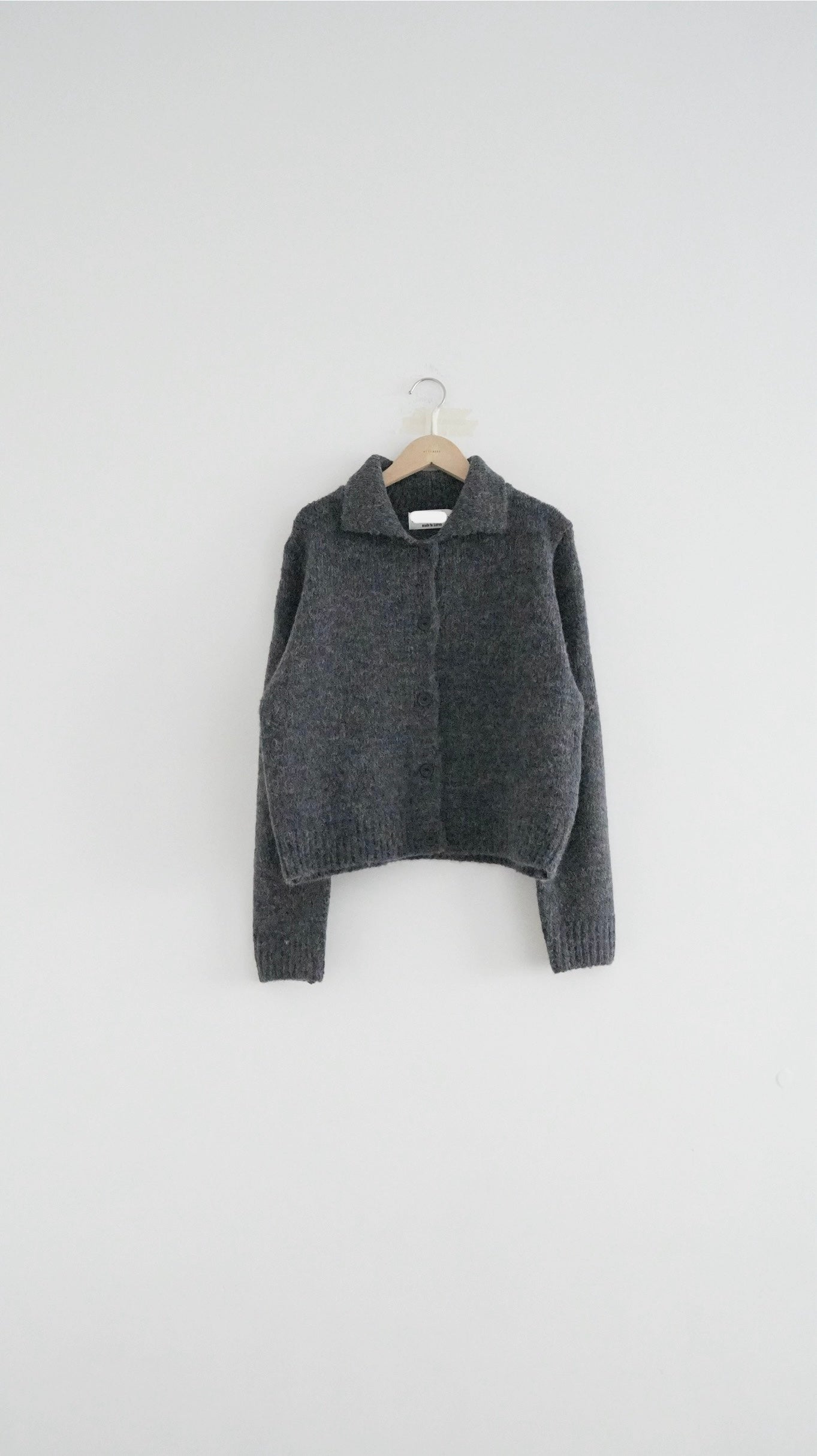 knitted shirt jacket in dark grey ( pre-order )