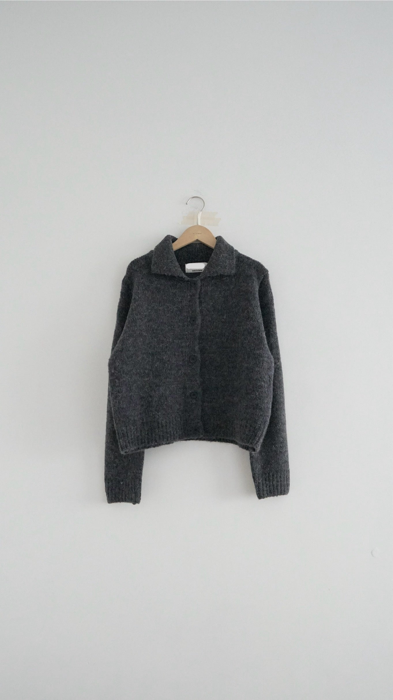 knitted shirt jacket in dark grey ( pre-order )