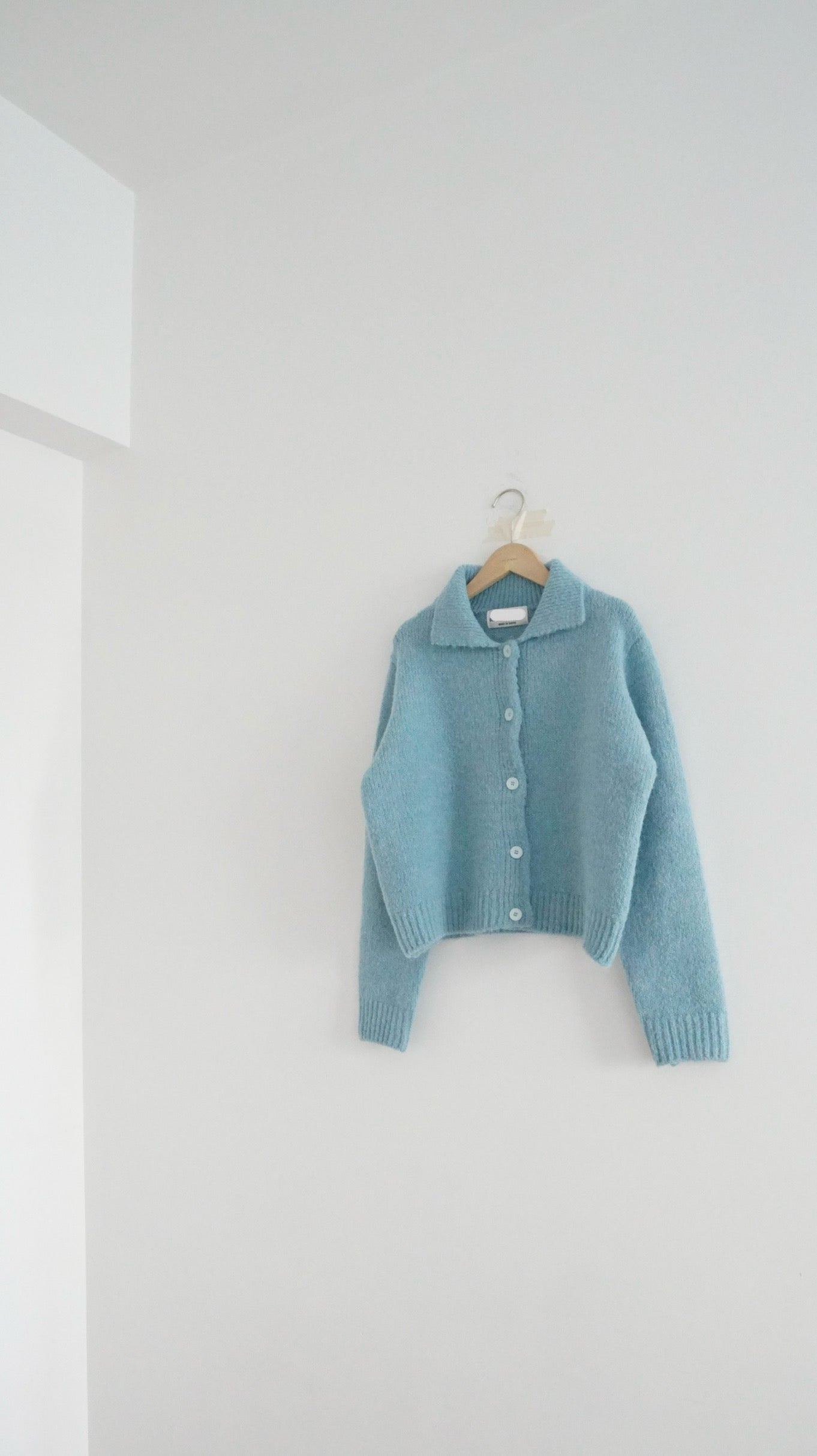 knitted shirt jacket in lake blue ( pre-order )