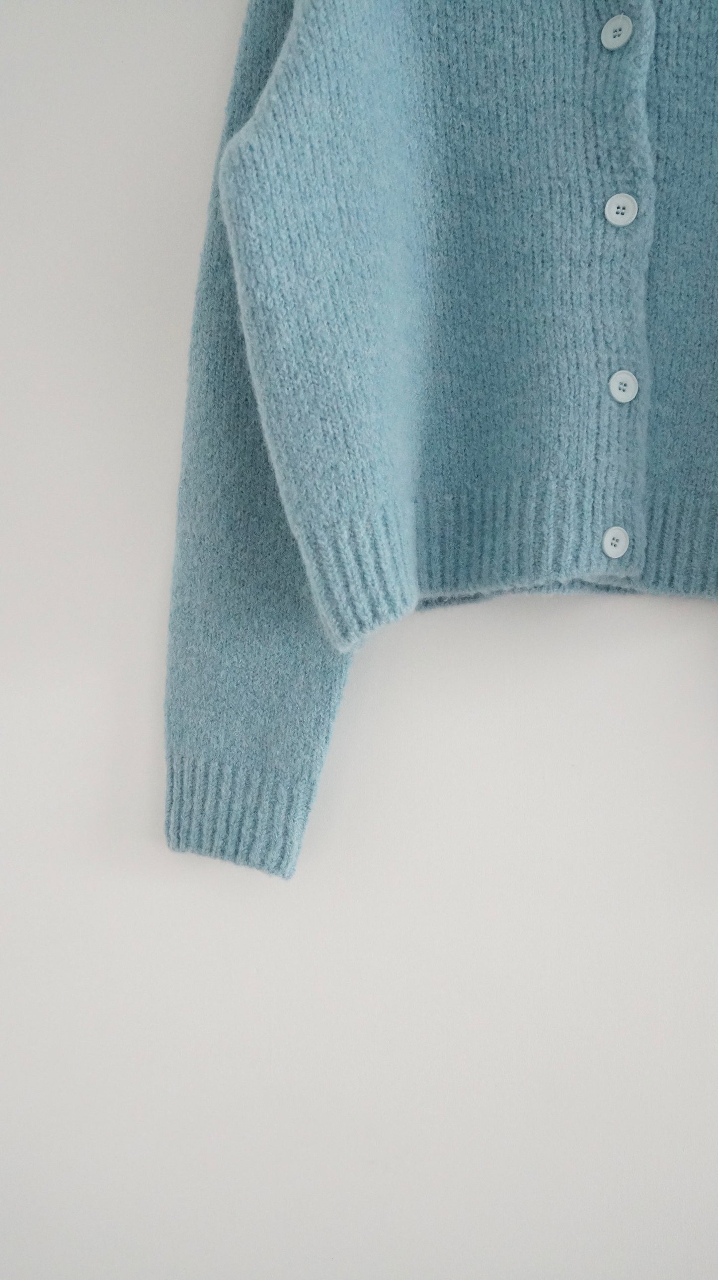 knitted shirt jacket in lake blue ( pre-order )